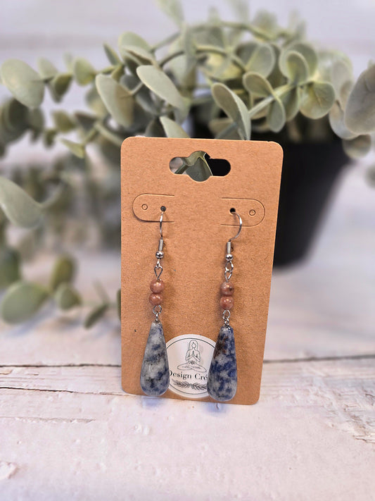 Boucles d’oreilles Sodalite et Jaspe sésame