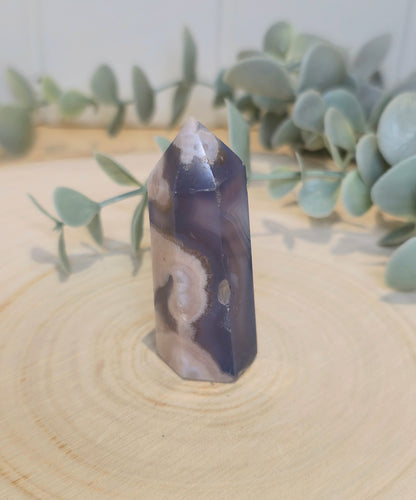 Pointe en Agate fleur bleue