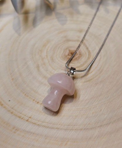 Collier Champignon Quartz rose