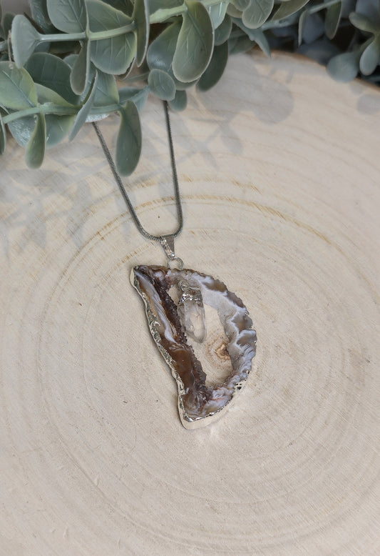 Collier Agate et Quartz clair