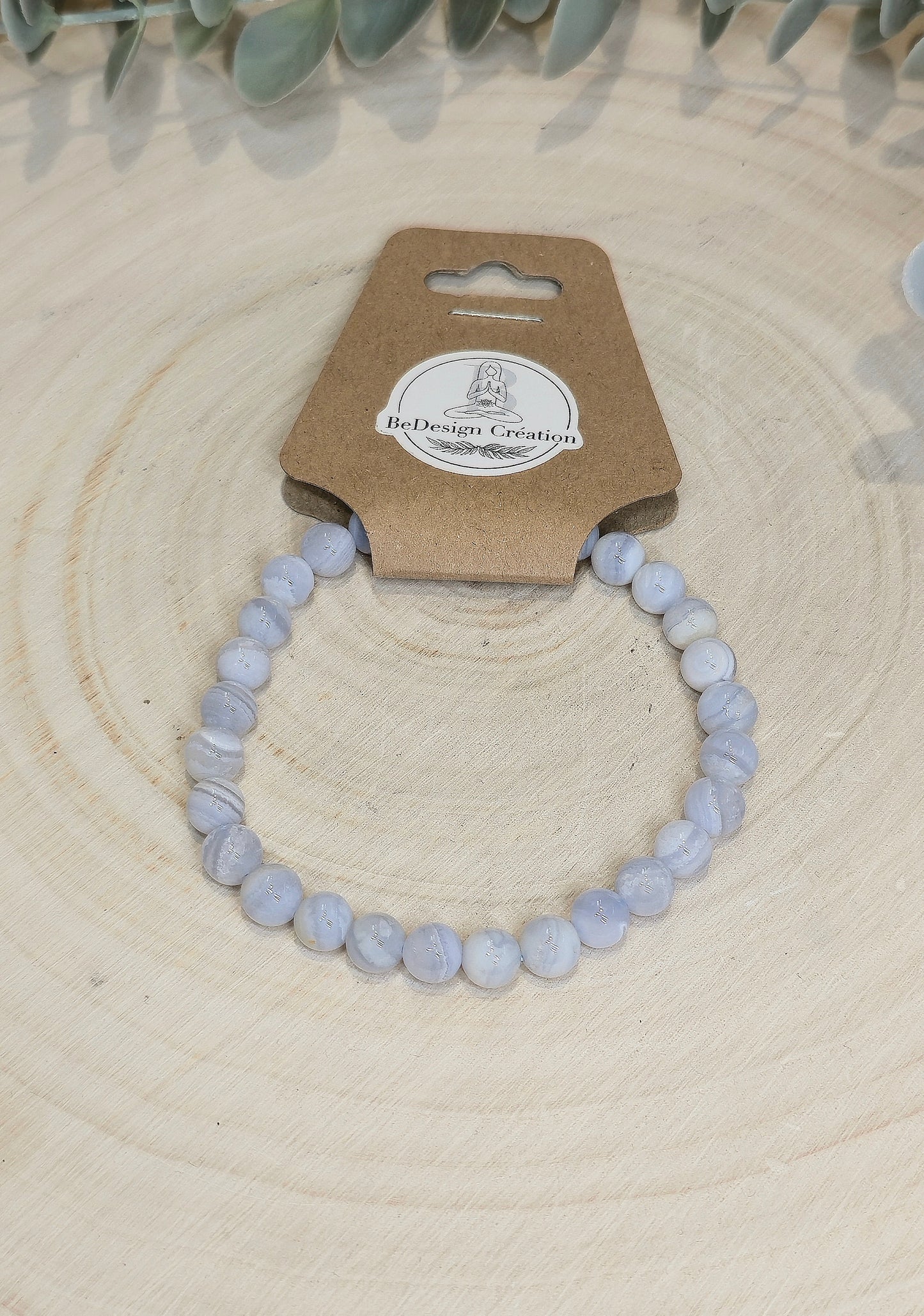 Bracelet Agate dentelle bleue 6mm