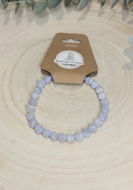 Bracelet Agate dentelle bleue 6mm