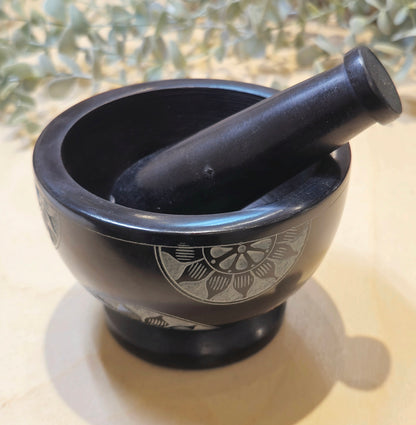 Mortier fleur en pierre de savon