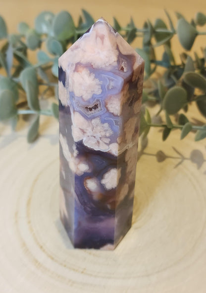 Pointe en Agate fleur bleue