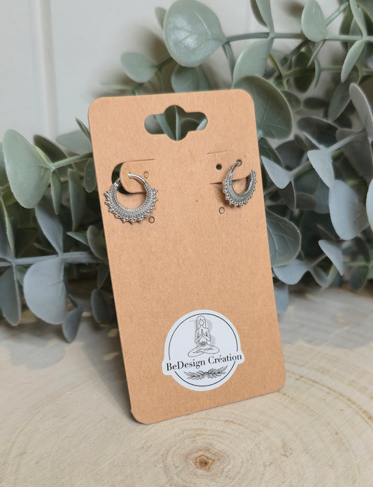 Boucles d’oreilles anneau Demi-Mandala vintage 8mm