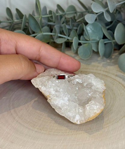 Bague Grenat et Quartz fumé rectangle et rond