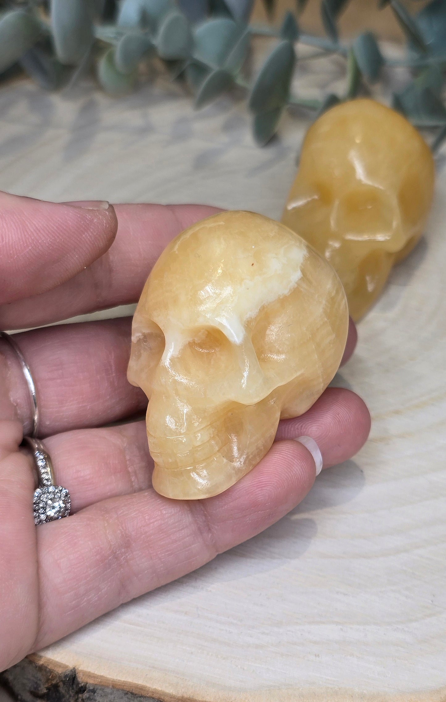 Crâne en Calcite jaune