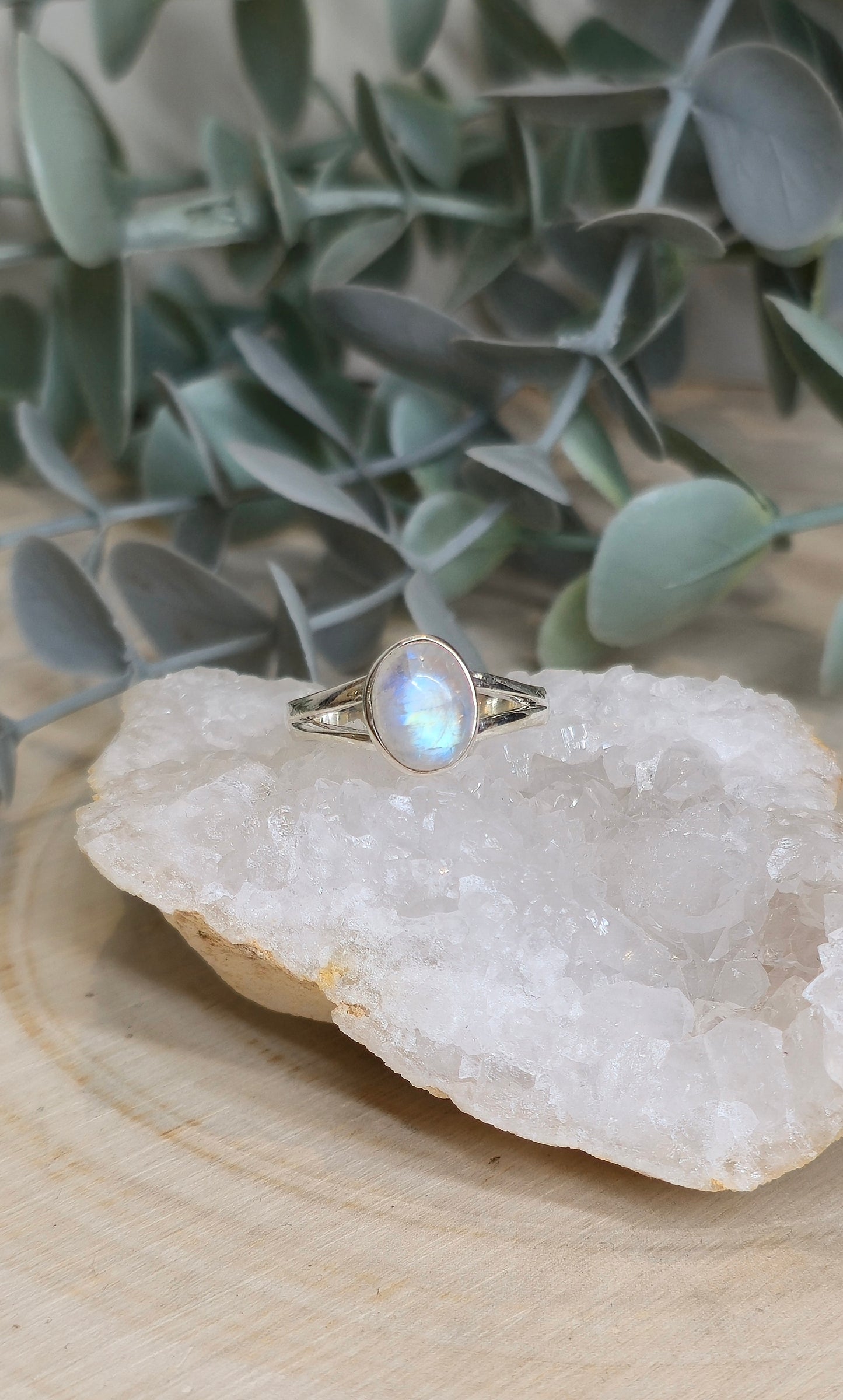 Bague Pierre de lune Arc-en-ciel