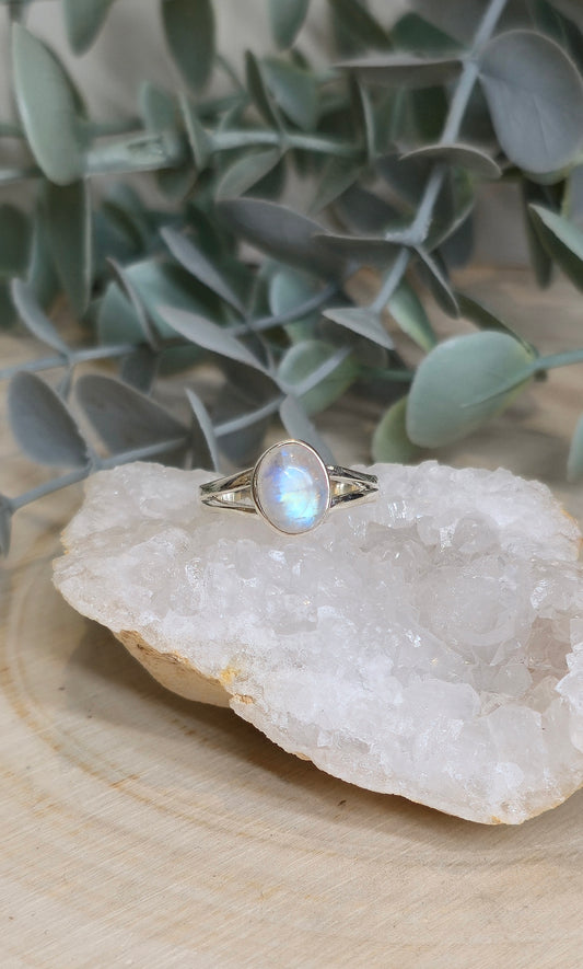 Bague Pierre de lune Arc-en-ciel