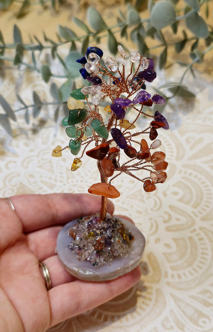 Arbre de vie Chakras avec 63 pierres sur agate