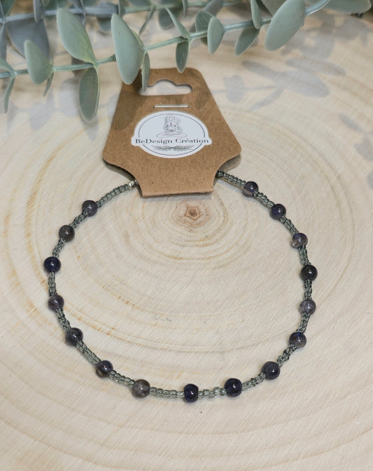 Bracelet cheville avec pierres - Iolite