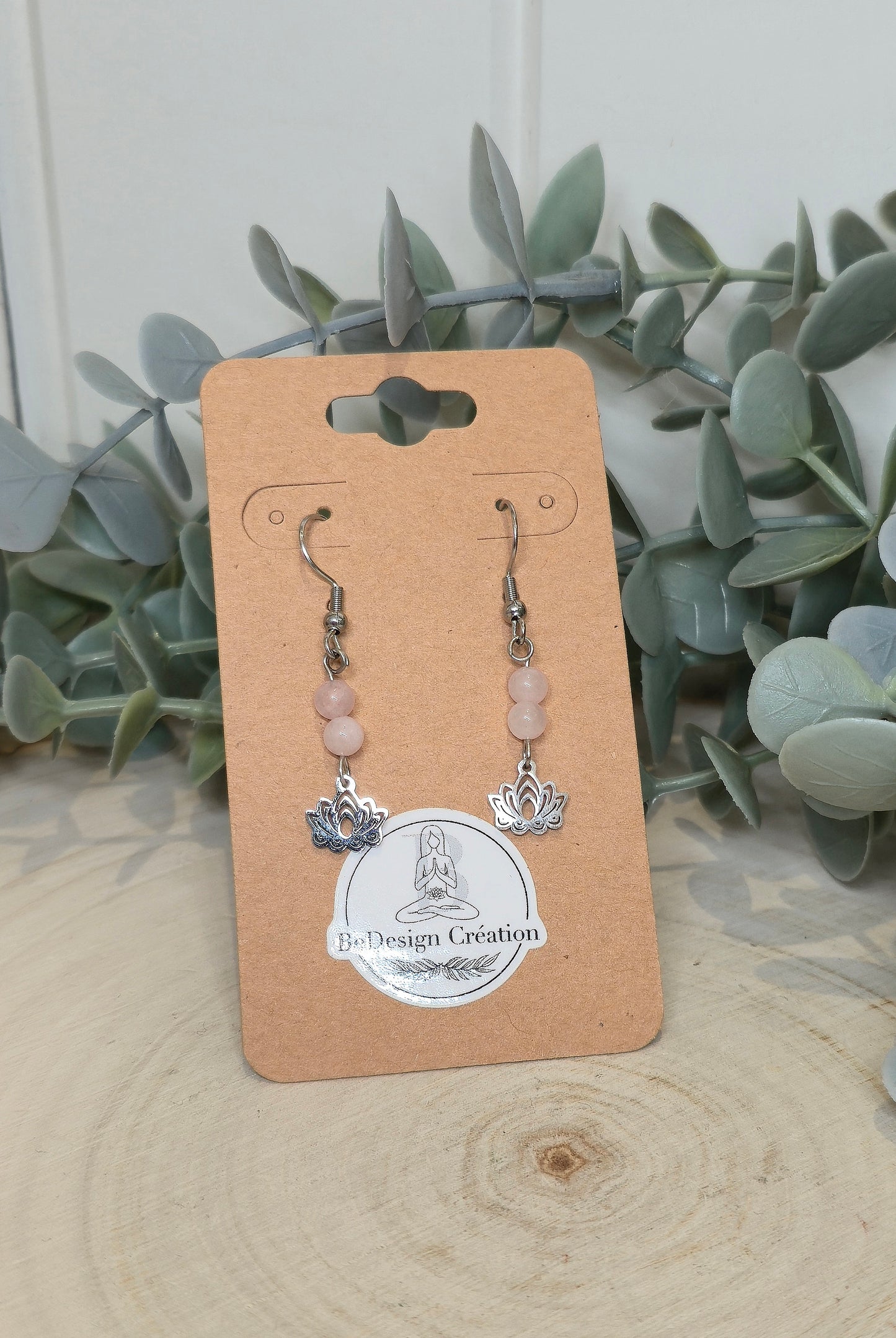 Boucles d’oreilles Lotus Quartz rose