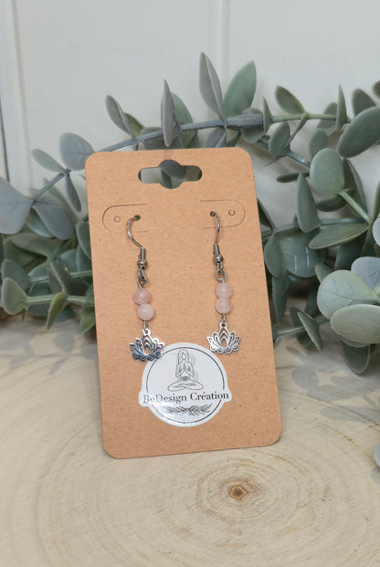 Boucles d’oreilles Lotus Quartz rose