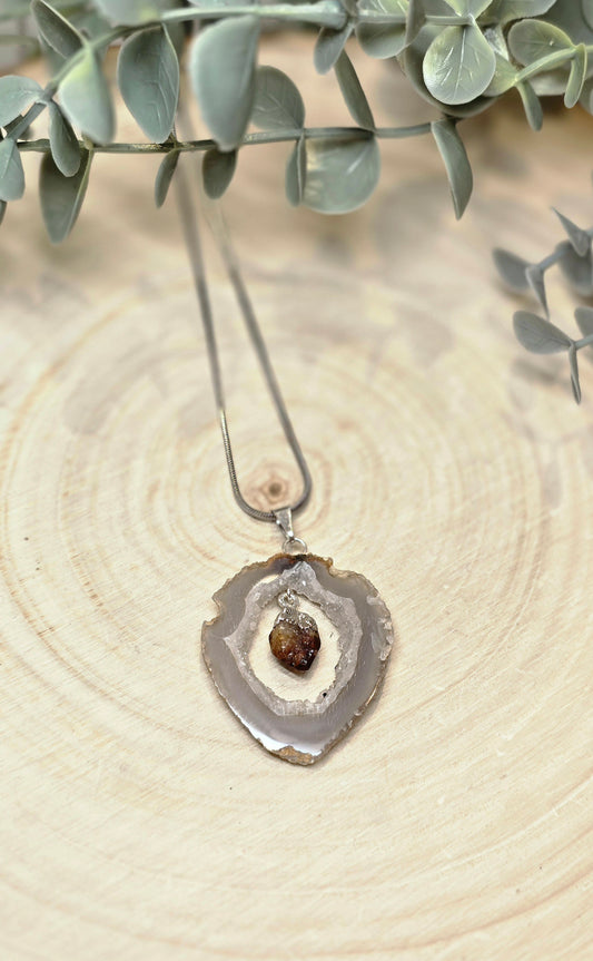 Collier Agate et Citrine