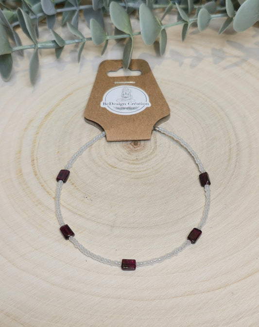 Bracelet cheville avec pierres - Grenat