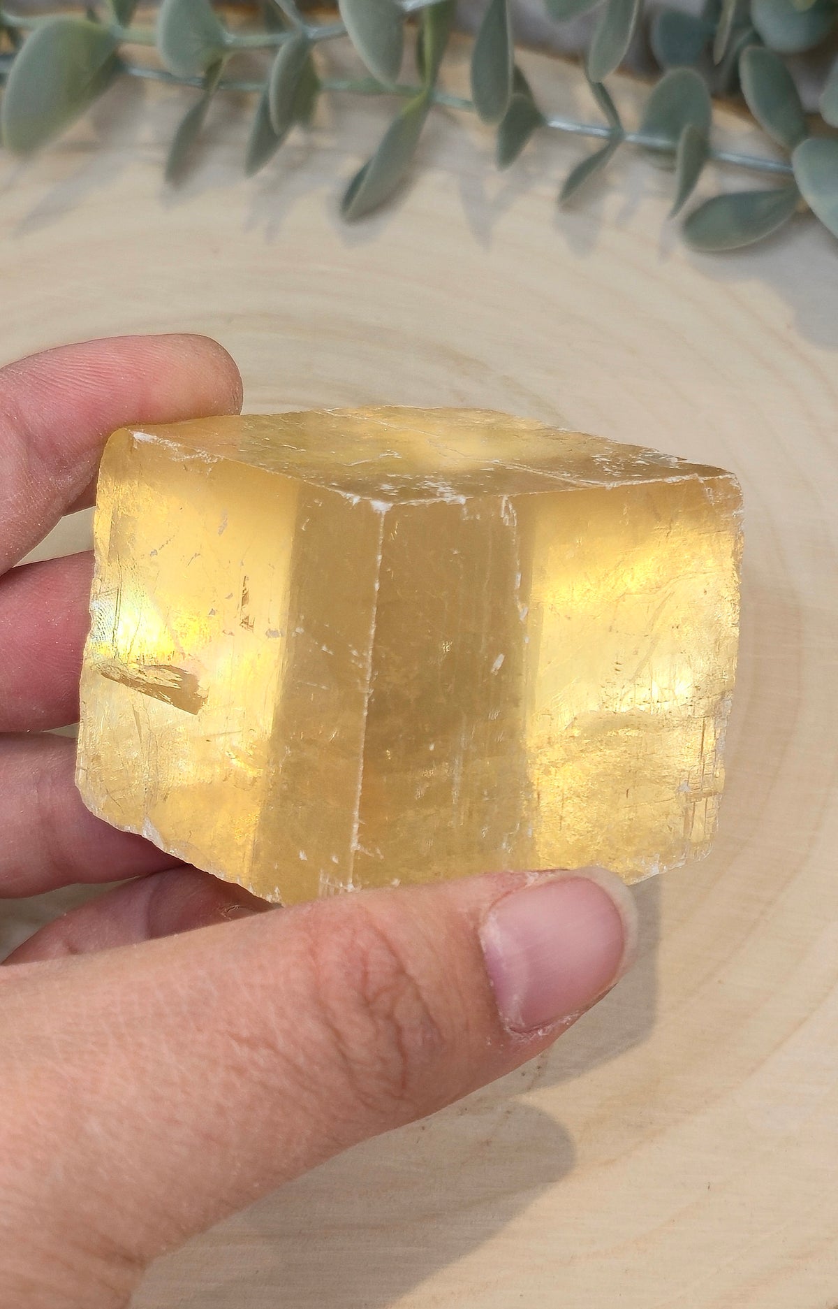 Cube de Calcite optique jaune