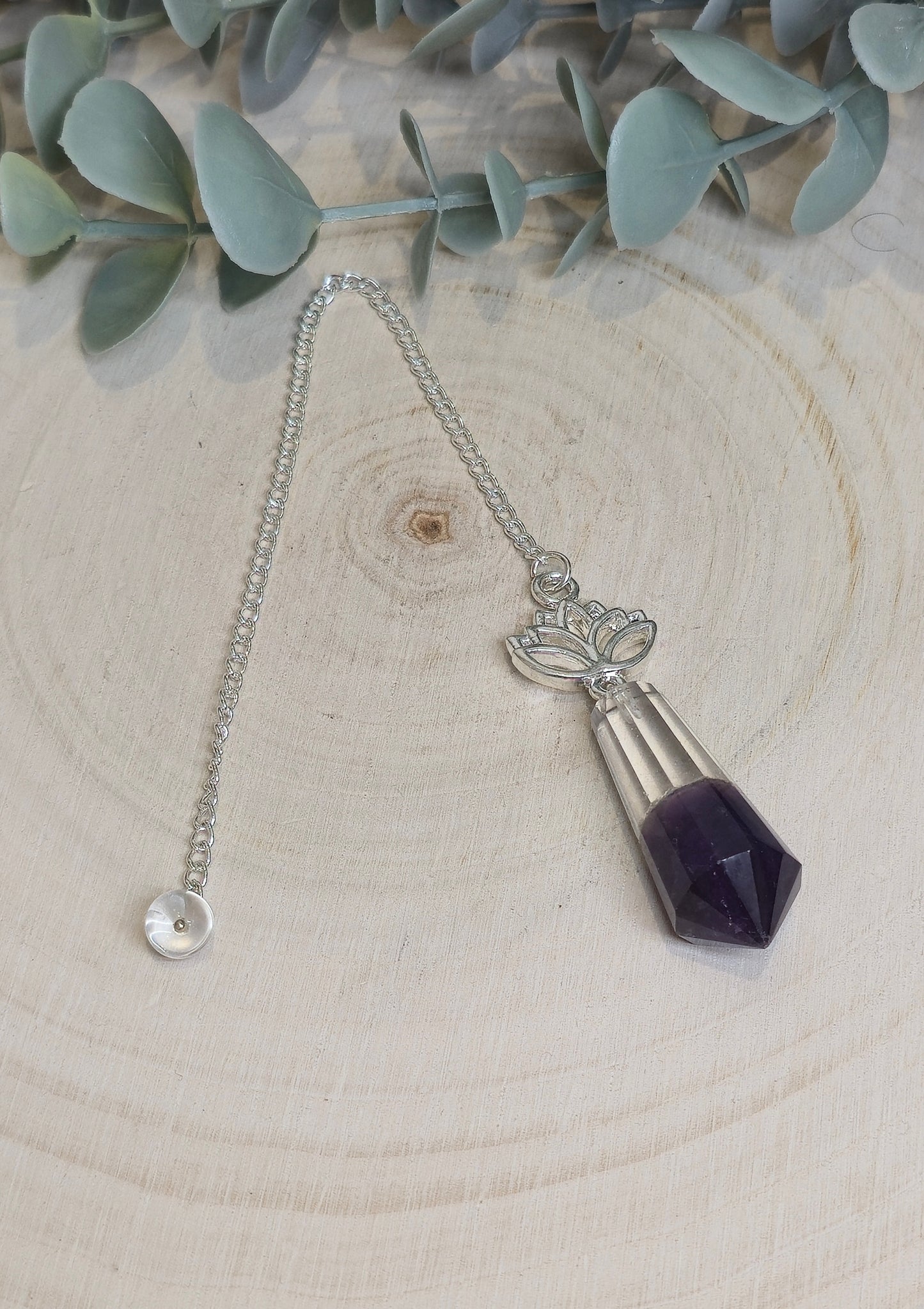 Pendule en Quartz clair et Améthyste