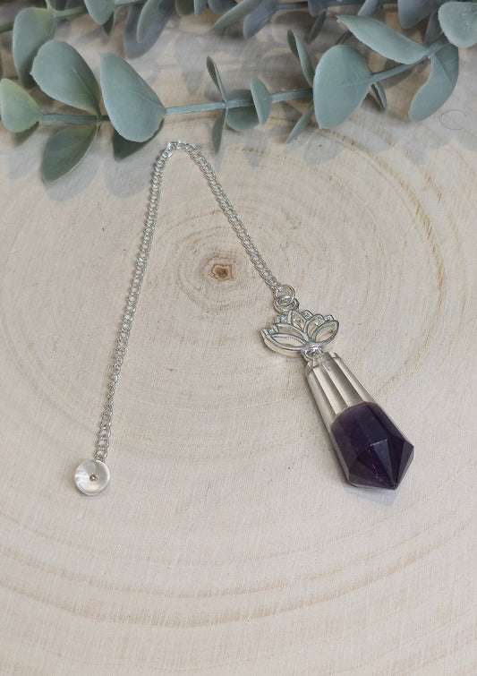 Pendule en Quartz clair et Améthyste