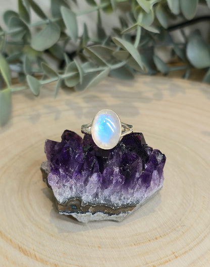 Bague Pierre de lune Arc-en-ciel