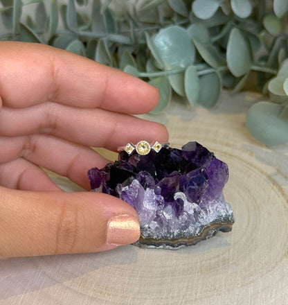 Bague triple Citrine losange et rond