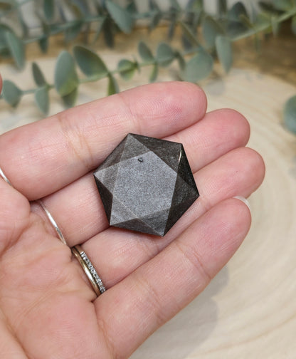 Étoile géométrique en Obsidienne argentée