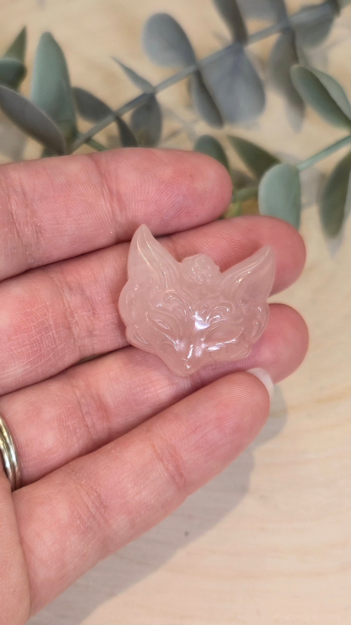 Masque de Renard en Quartz rose