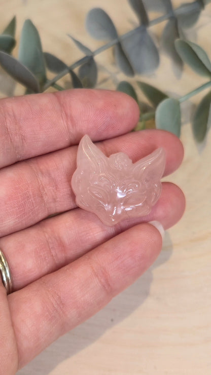 Masque de Renard en Quartz rose