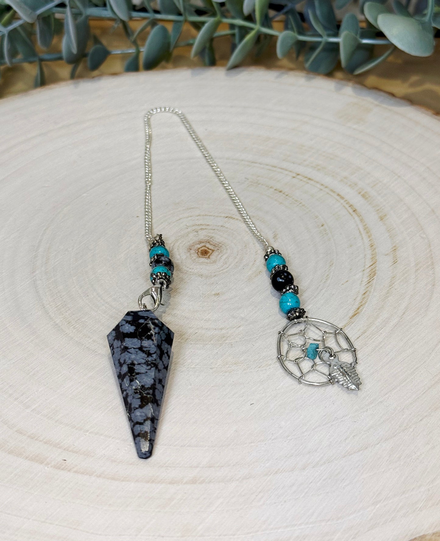Pendule Obsidienne Snowflake