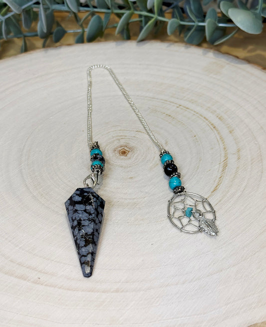 Pendule Obsidienne Snowflake