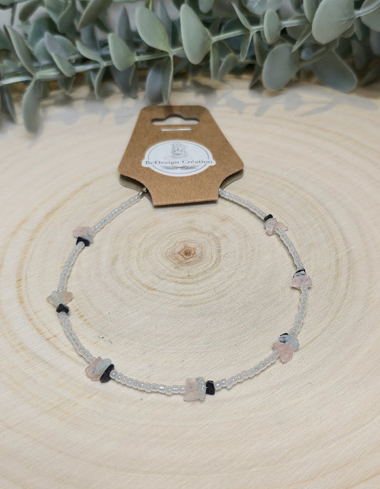 Bracelet cheville avec pierres - Pierres en chips mix