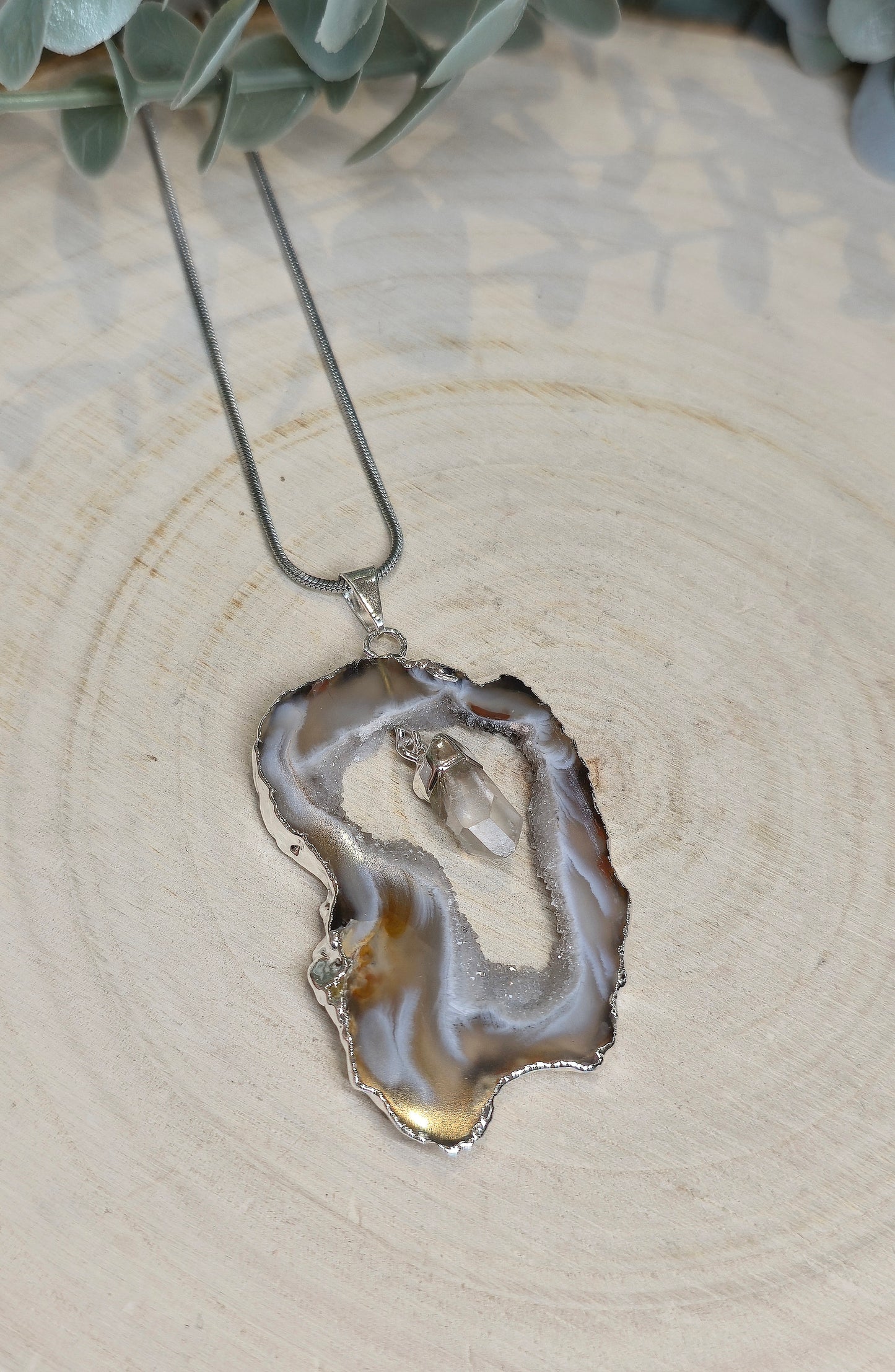 Collier Agate et Quartz clair