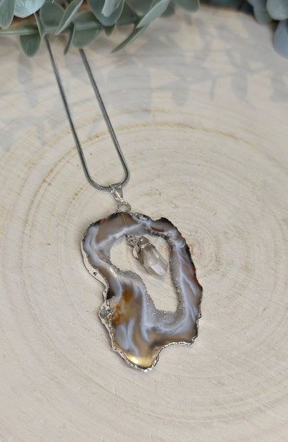 Collier Agate et Quartz clair