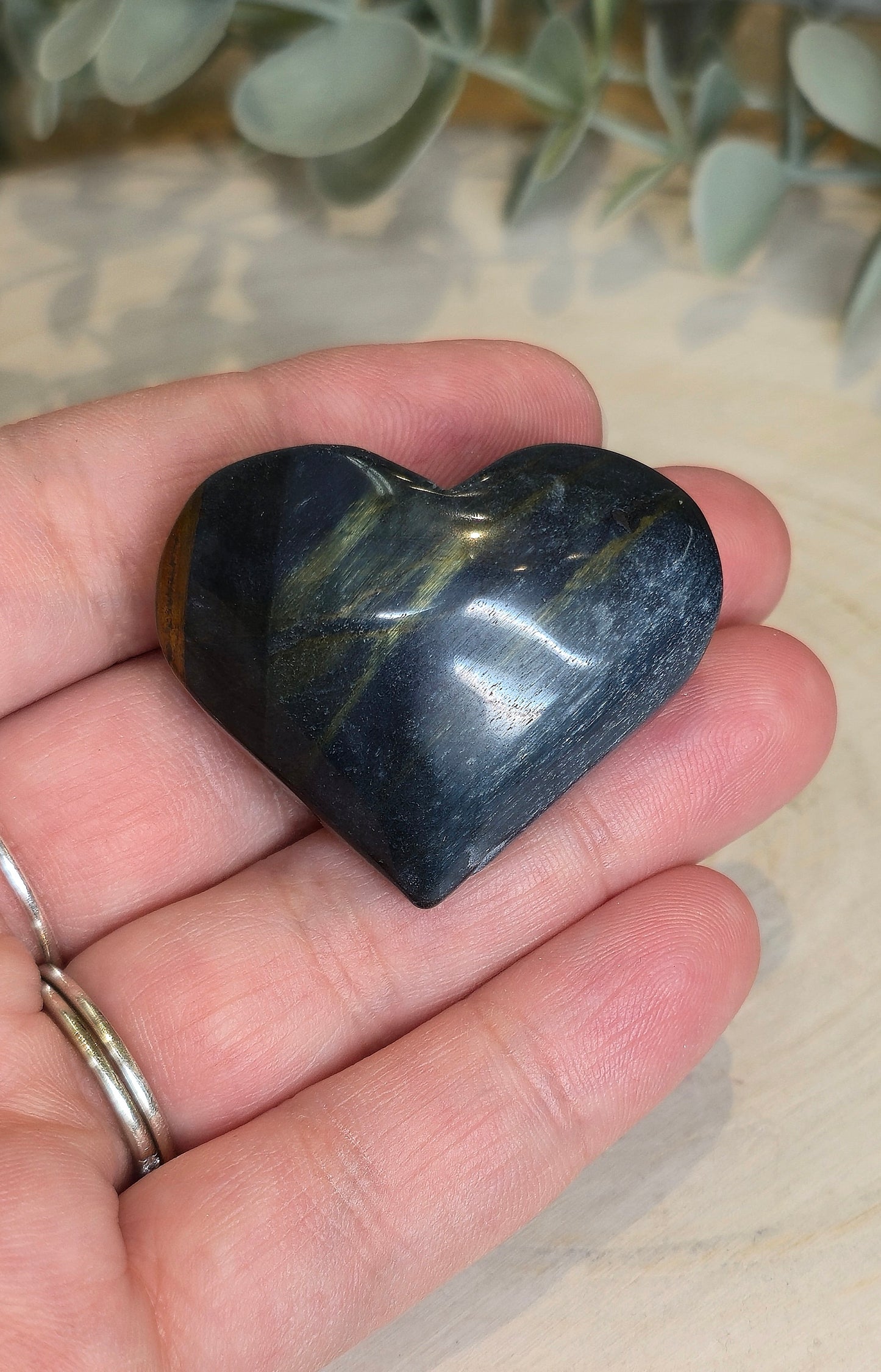 Coeur en Oeil de tigre bleu