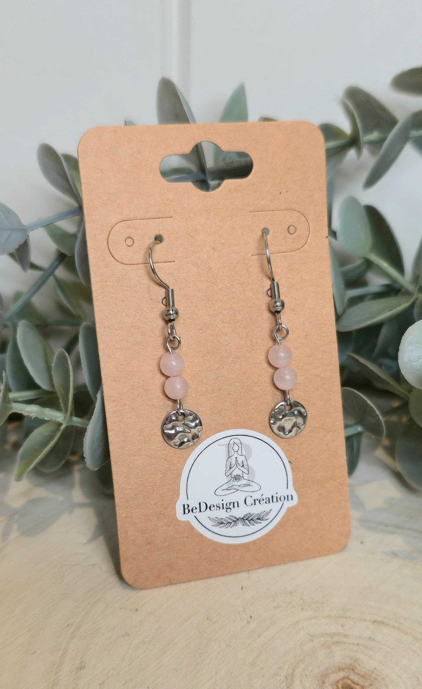Boucles d’oreilles Rond Quartz rose