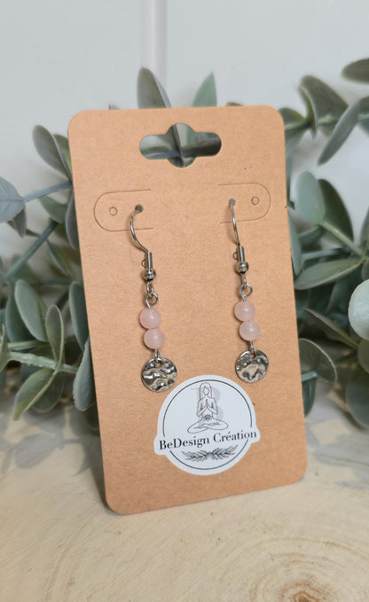Boucles d’oreilles Rond Quartz rose