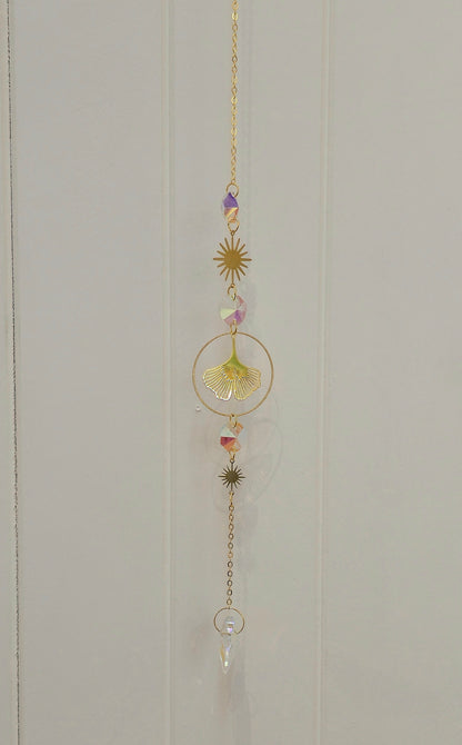 Capteur de lumière cristaux Ginkgo/coeur