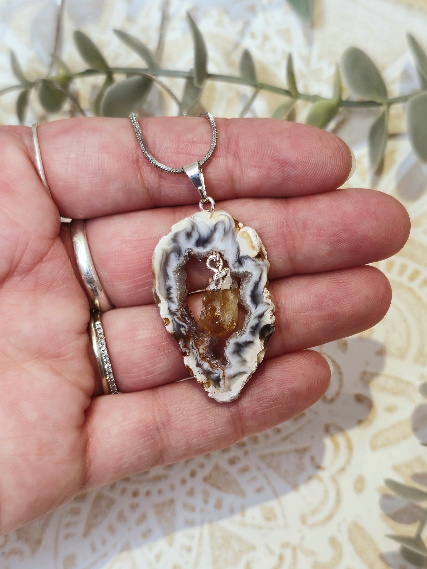 Collier Agate et Citrine