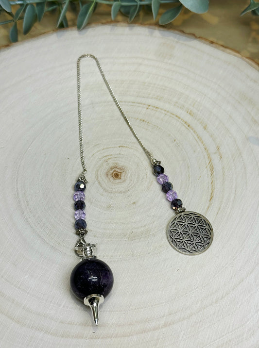 Pendule Sephoroton en Améthyste et fleur de vie