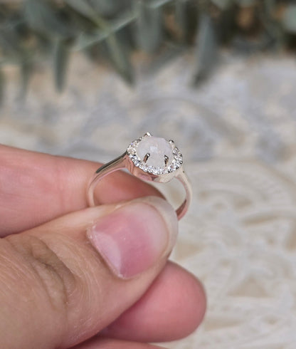 Bague Pierre de lune et Topaze blanche