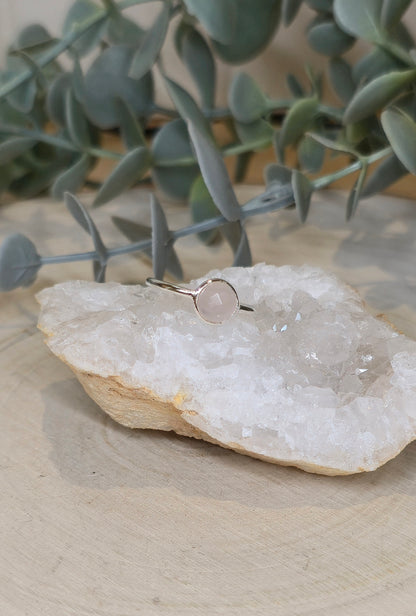 Bague ronde petit Quartz rose