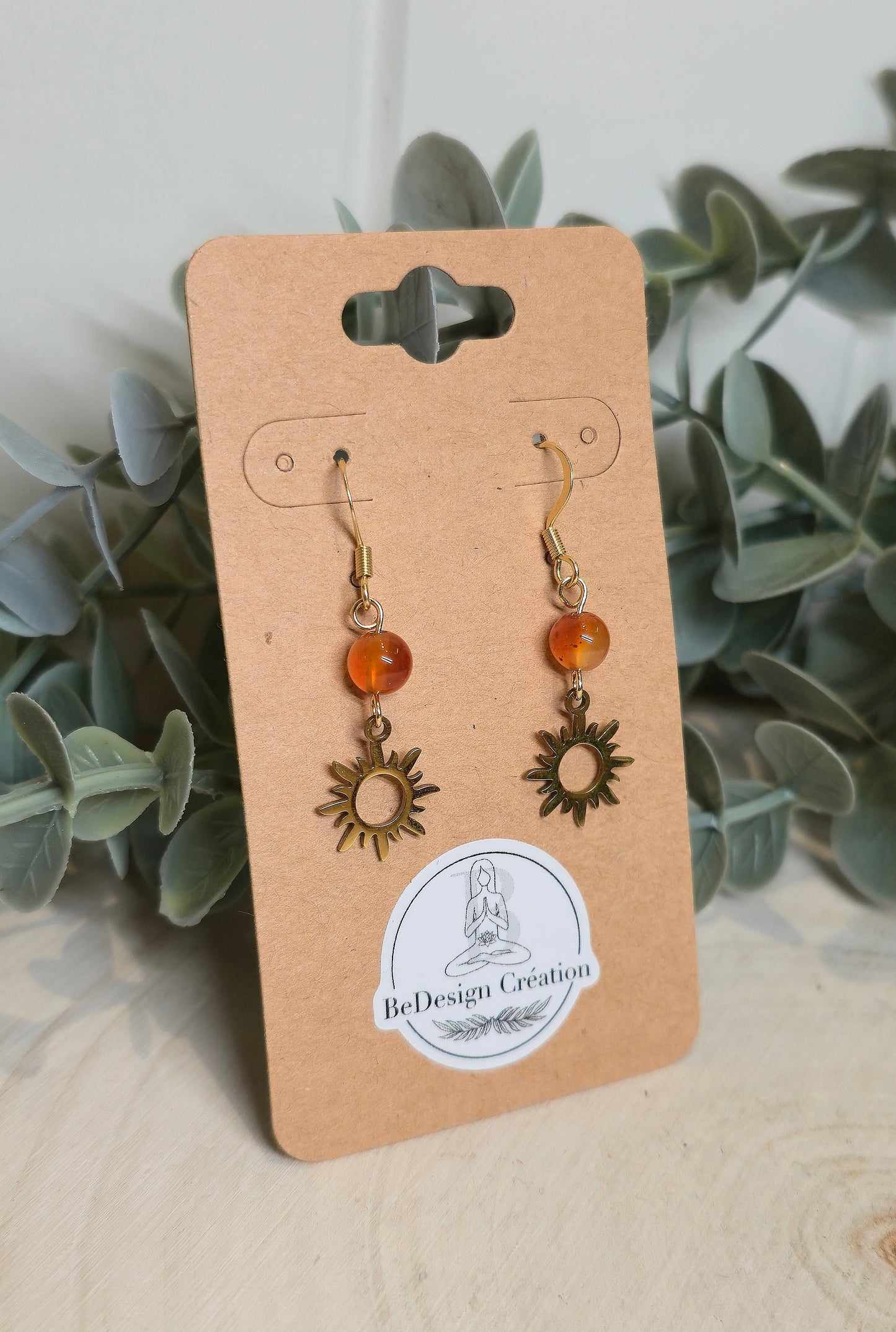 Boucles d’oreilles gold Soleil Cornaline