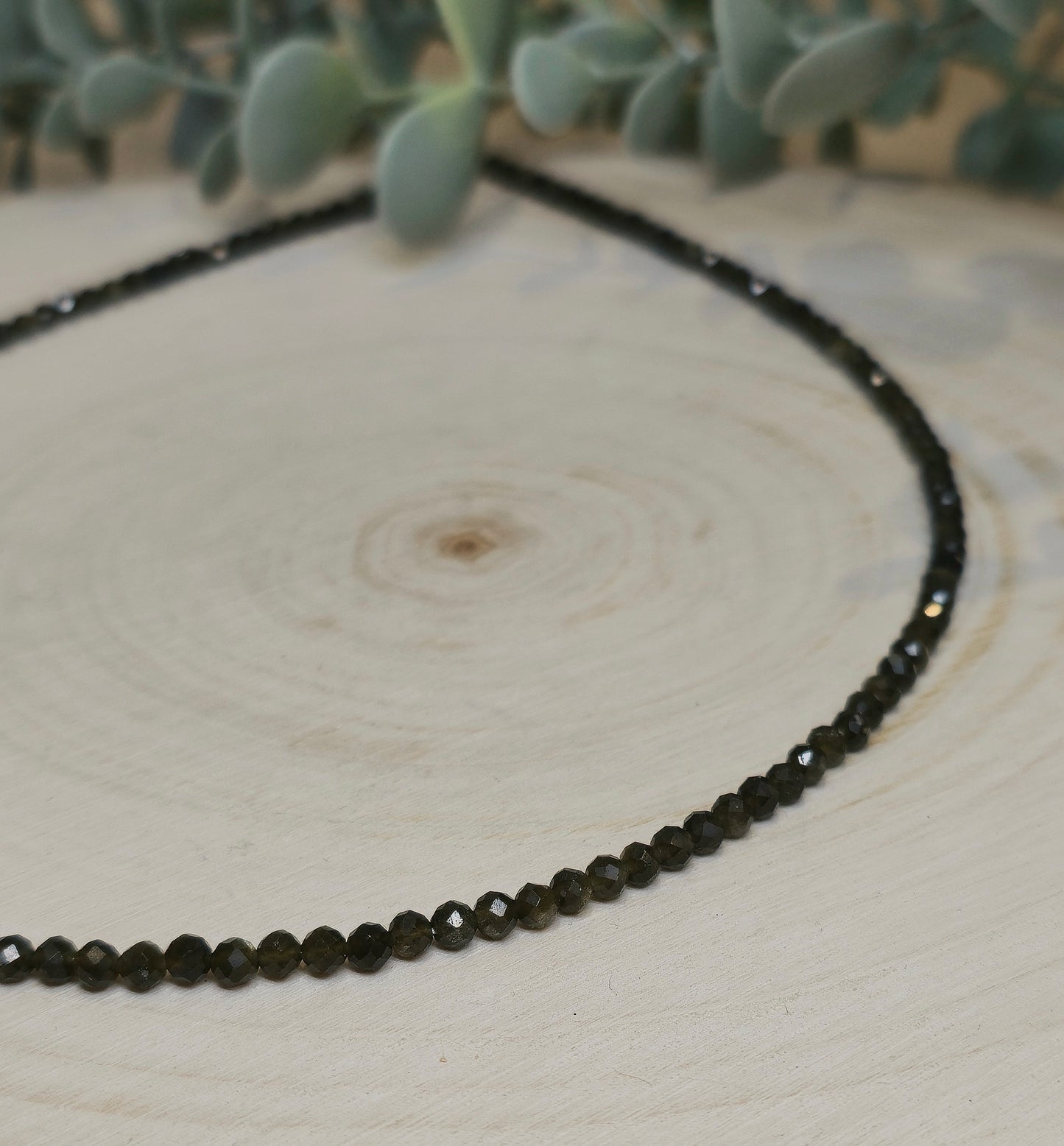 Collier Obsidienne Dorée
