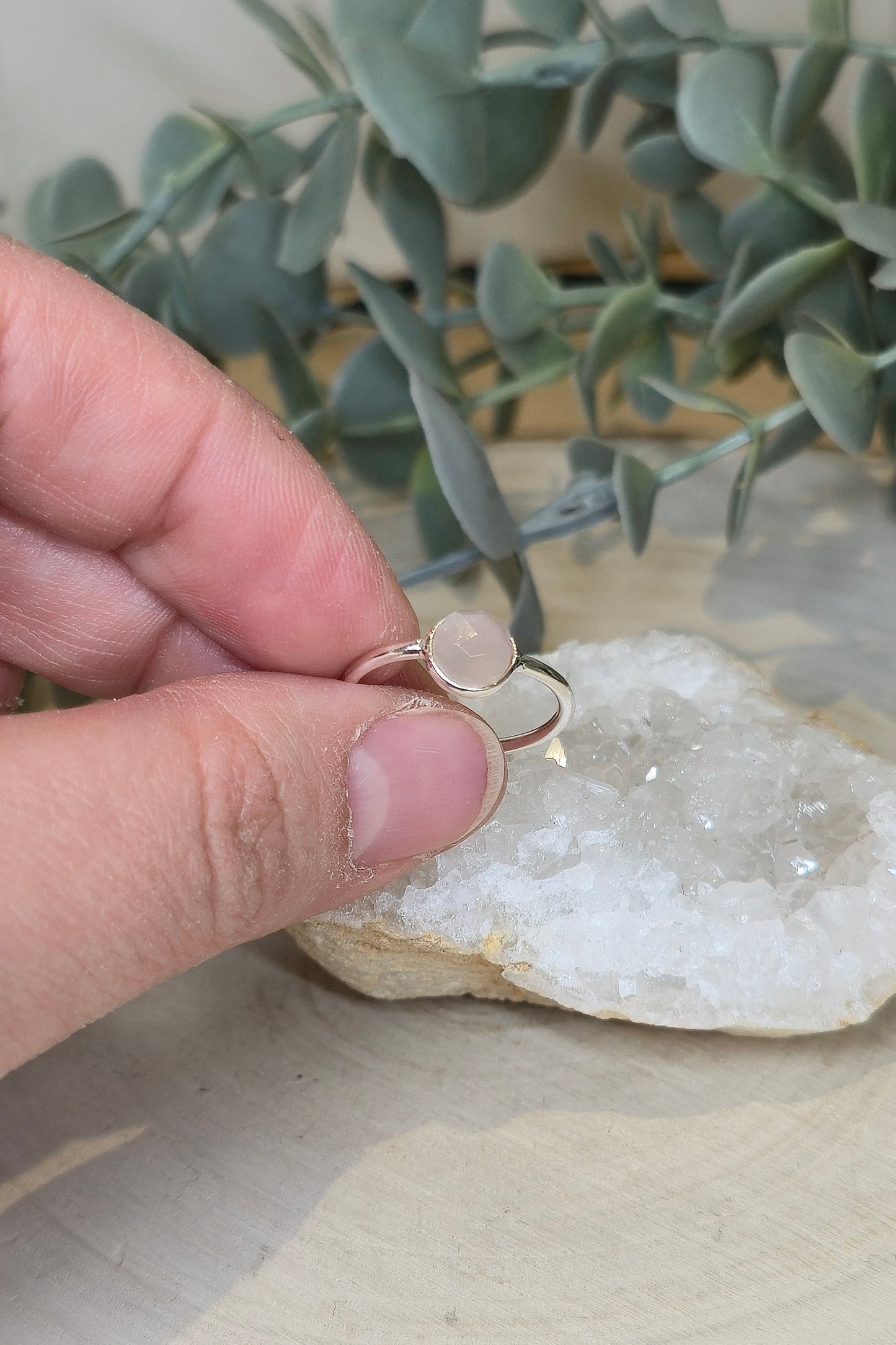 Bague ronde petit Quartz rose