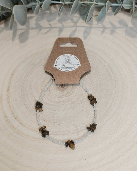 Bracelet avec pierres - Oeil de tigre chips