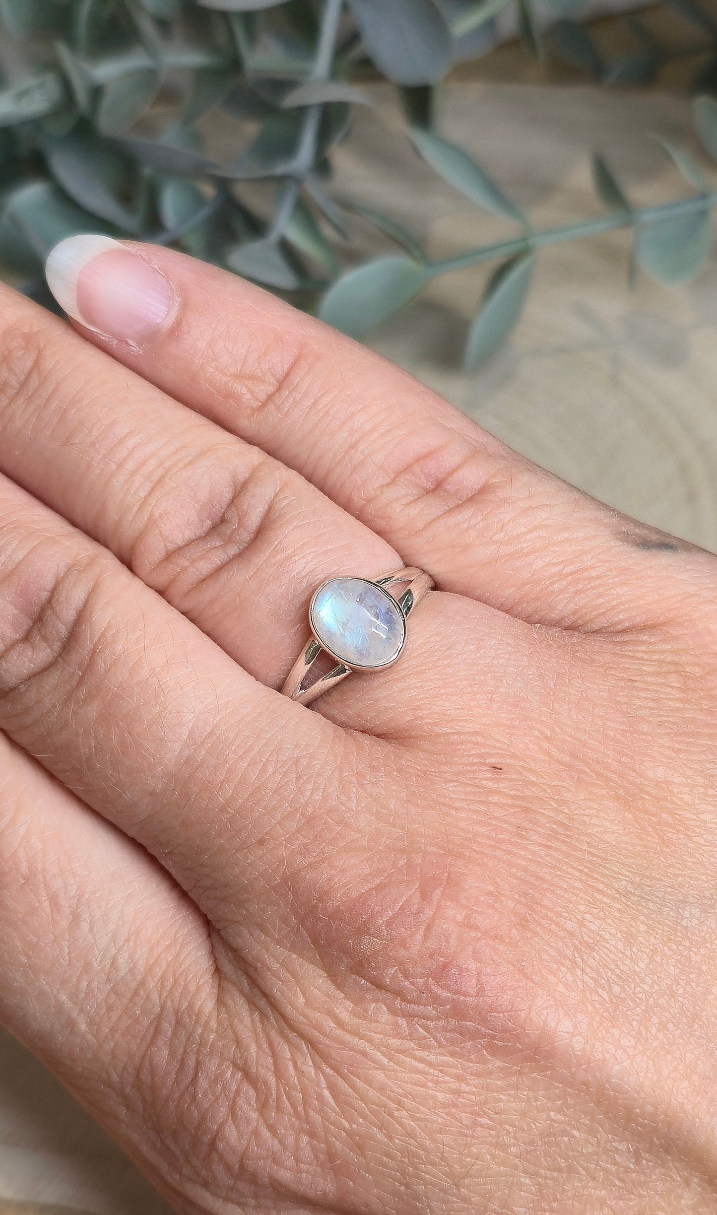 Bague Pierre de lune Arc-en-ciel