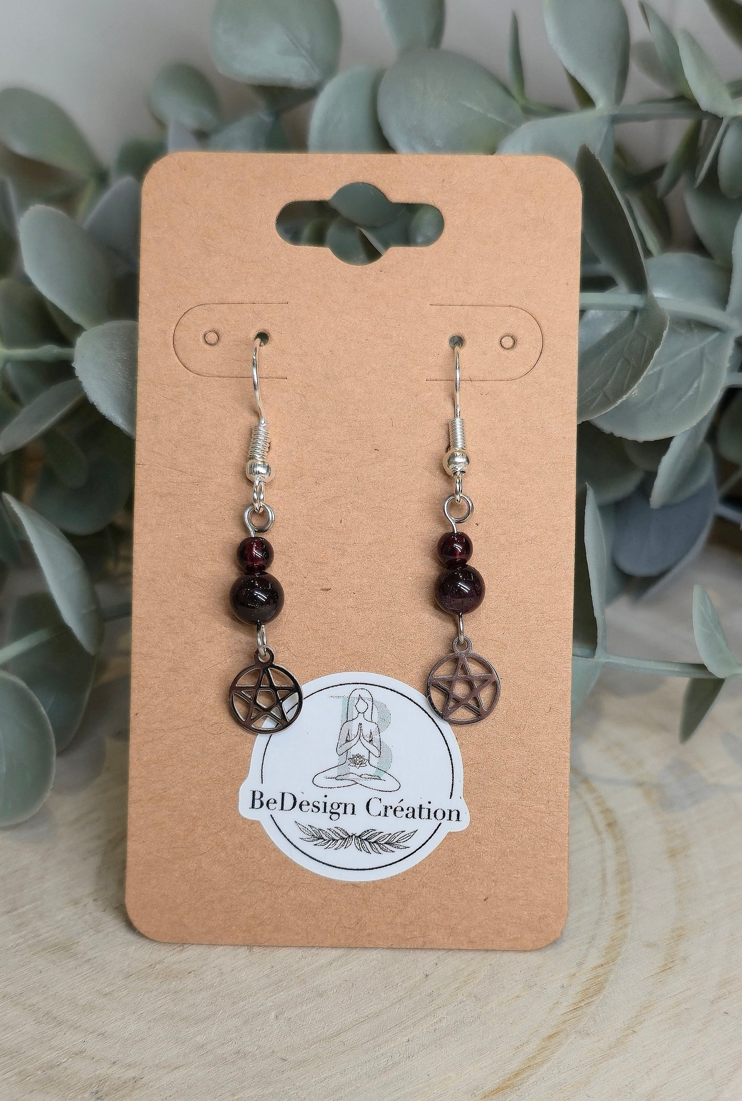 Boucles d’oreilles Pentacle avec Grenat