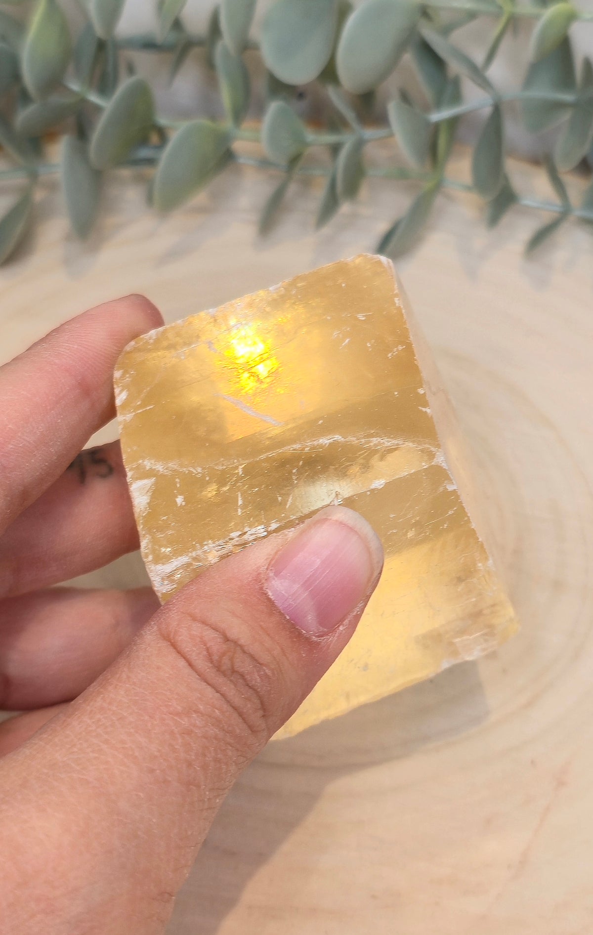 Cube de Calcite optique jaune
