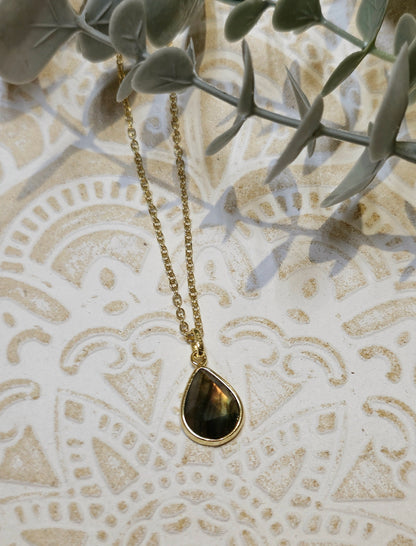 Collier Labradorite goutte gold