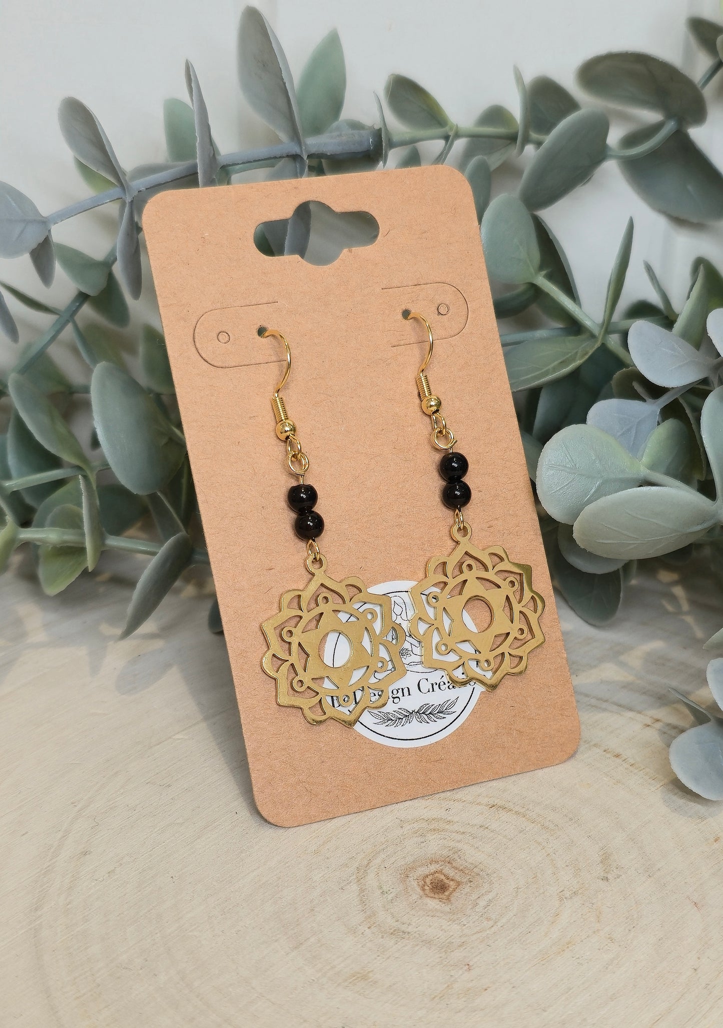 Boucles d’oreilles Mandala gold Onyx
