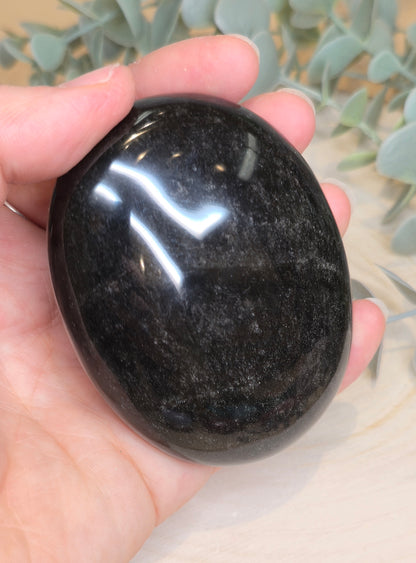 Pierre de paume Obsidienne argentée du Mexique
